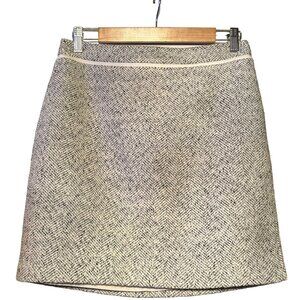 White House Black Market Wool Skirt White Tweed Career Professional Size 4
